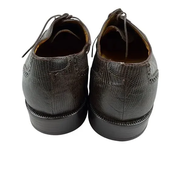 Julio Blanco Brown Lizard Embossed Oxford Dress Shoes 12 - Picture 3 of 8